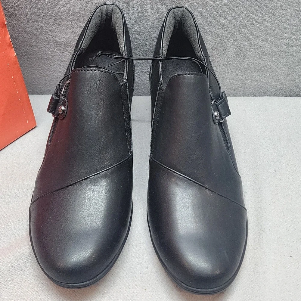 JBU‎ Kyley Slip On Shoes Black Faux Leather Comfort Block Heel Womens 9M